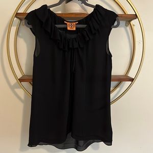100% Silk Tory Burch Ruffle Hem Sleeveless Blouse 8
